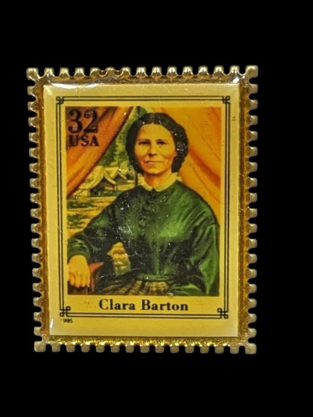 Vintage 90s Clara Barton Stamp USPS Officially Licensed Lapel Pin